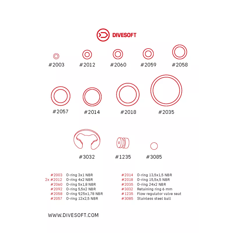 Kit maintenance limiteur de débit PROFESSIONNEL - DIVESOFT  - Divesoft
